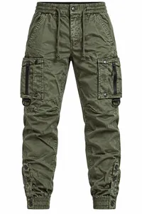 Olive Green Multi-Pocket Cargo Jogger Pants – Image 4