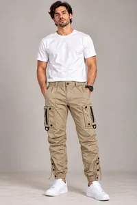 Khaki Utility Jogger Pants – Image 1