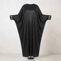 Black V-Neck Batwing Abaya with Crystal Embellishments – Image 4