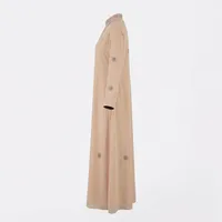Champagne Nude Abaya with Silver Floral Crystals – Image 4