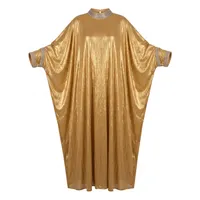 Metallic Gold Batwing Abaya with Heavy Crystal Collar – Image 4
