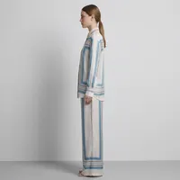 Artisanal Geometric Silk-Touch Collared Co-ord Loungewear Ensemble – Image 3