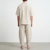 Men's Relaxed Fit Natural Linen Trousers – Paneled Balloon Silhouette with Drawstring Waist – Image 2