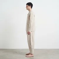Men's Relaxed Fit Natural Linen Trousers – Paneled Balloon Silhouette with Drawstring Waist – Image 3