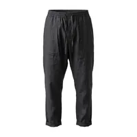 Pleated Paneled Linen Tapered Lounge Pants with Cuffed Hems in Jet Black – Image 4