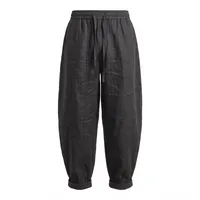 Washed Black Paneled Linen Harem Trousers – Relaxed Cocoon Silhouette – Image 4