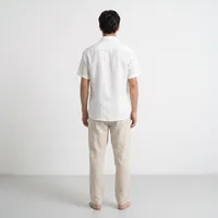 Men's Sand Linen Drawstring Trousers – Relaxed Straight Leg Lounge Pants – Image 2