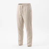 Men's Sand Linen Drawstring Trousers – Relaxed Straight Leg Lounge Pants – Image 4