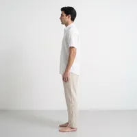 Men's Sand Linen Drawstring Trousers – Relaxed Straight Leg Lounge Pants – Image 3