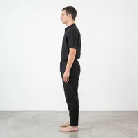Men's Washed Black Paneled Linen Trousers – Relaxed Tapered Fit with Gold-Accent Drawstring – Image 3