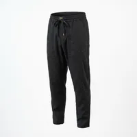 Men's Washed Black Paneled Linen Trousers – Relaxed Tapered Fit with Gold-Accent Drawstring – Image 4