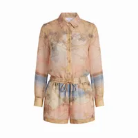 Zimmermann-Style Nautical Map & Chain Print Sheer Playsuit – Image 4