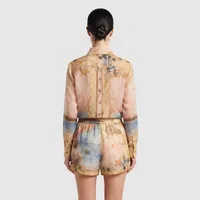 Zimmermann-Style Nautical Map & Chain Print Sheer Playsuit – Image 2