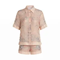 Seraphina" Peach & Grey Paisley-Print Linen Resort Wear Set – Image 4