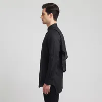 Black Asymmetric Drape Long-Sleeve Shirt – Image 3