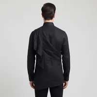 Black Asymmetric Drape Long-Sleeve Shirt – Image 2