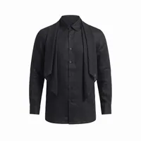 Black Asymmetric Drape Long-Sleeve Shirt – Image 4