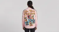 Blush Pink Mickey Mouse Graphic Stripe Shirt Jacket – Image 2