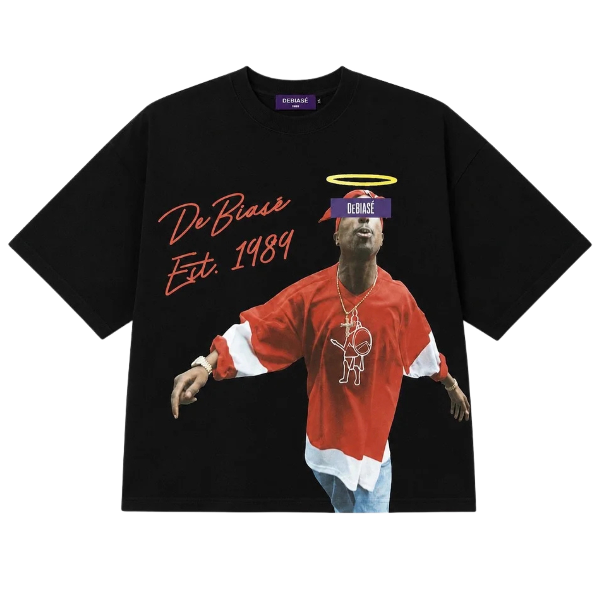 DeBiasé® Est. 1989 “Against the World ‘94” Oversized Graphic Legacy T-Shirt – S, Noir