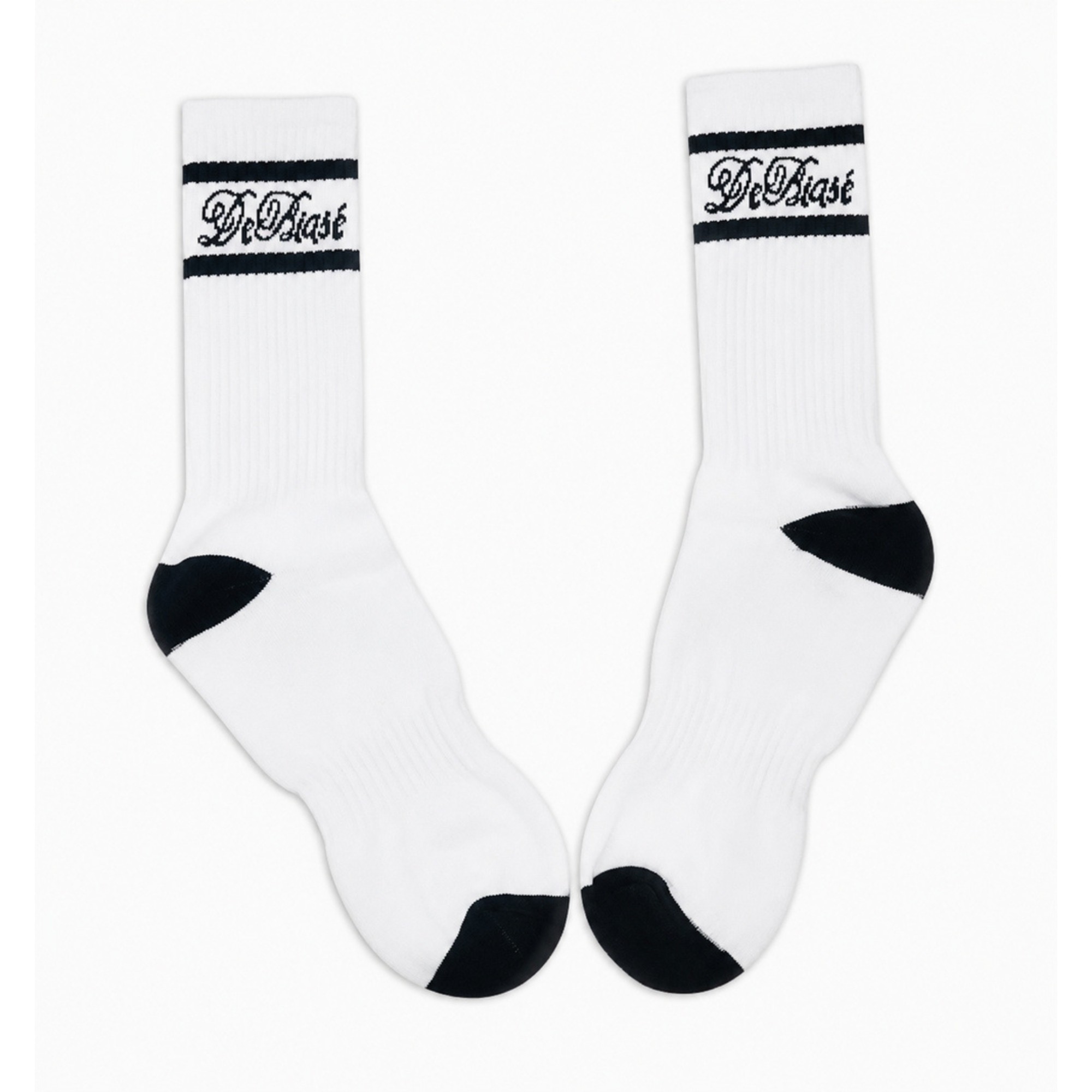 DeBiasé Signature Cursive Crew Socks – One size fits all, White