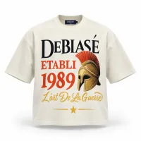 DeBiasé Women's “L’Art De La Guerre” 1989 Heritage Crop T-Shirt – L, Cream