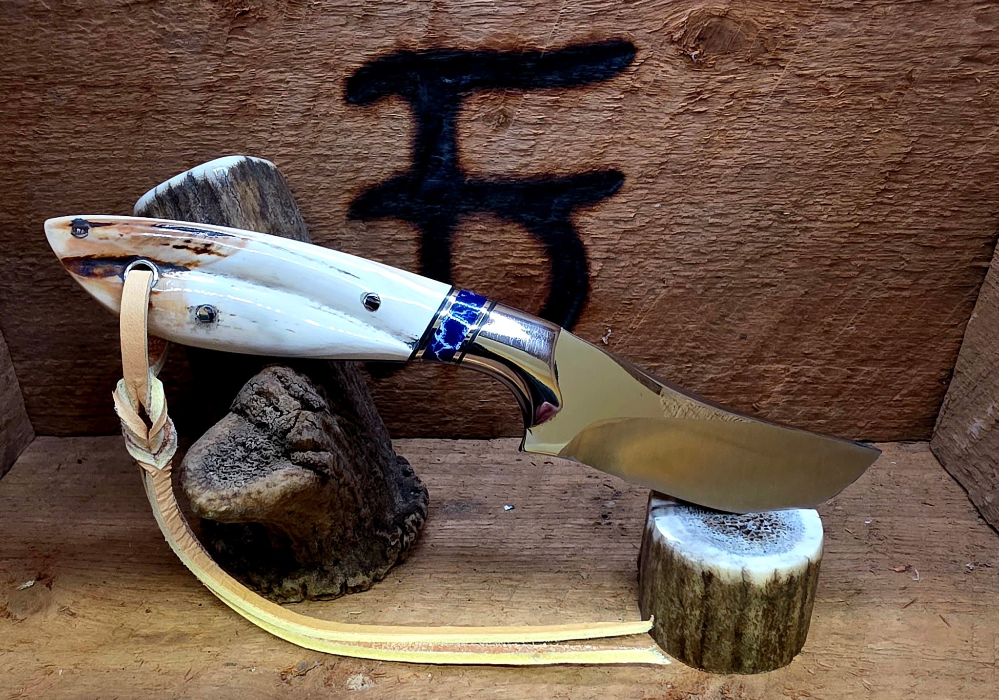 7 Inch Cowboy Hunter with Nitro V Stainless Steel Blade - Recon Stone - Warthog Tusk Scales – Image 2