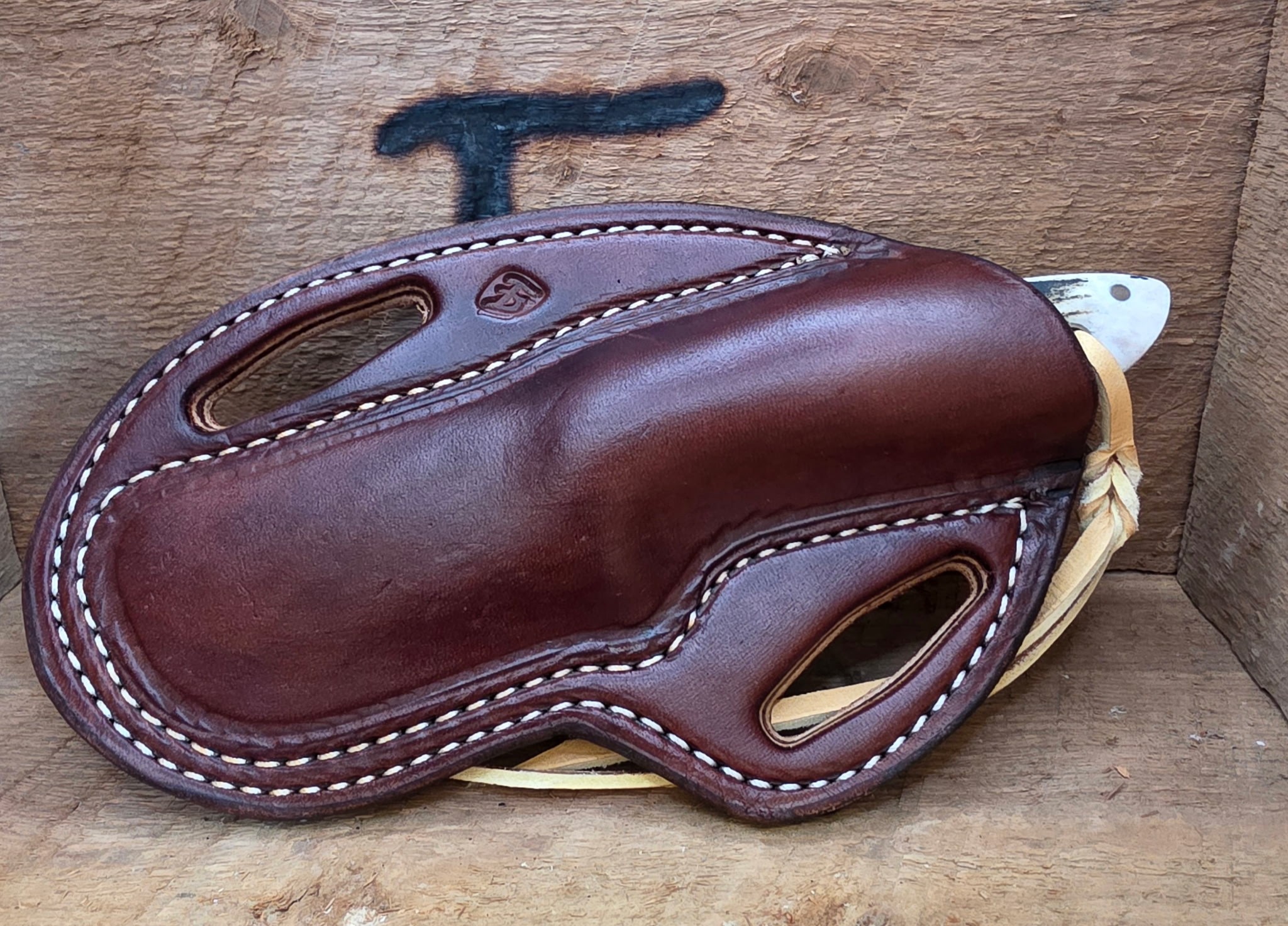 7 Inch Bullcutter, Nitro V Stainless Steel Blade - Brown Canvas Micarta and Stainless Inlay - Desert Big Horn Sheep Scales – Image 3