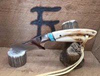 7 Inch Cowboy Hunter - Nitro V - Turquoise Recon Stone Inlay - Warthog Tusk Scales – Image 1