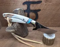 7 Inch Cowboy Hunter - Nitro V - Turquoise Recon Stone Inlay - Warthog Tusk Scales – Image 2