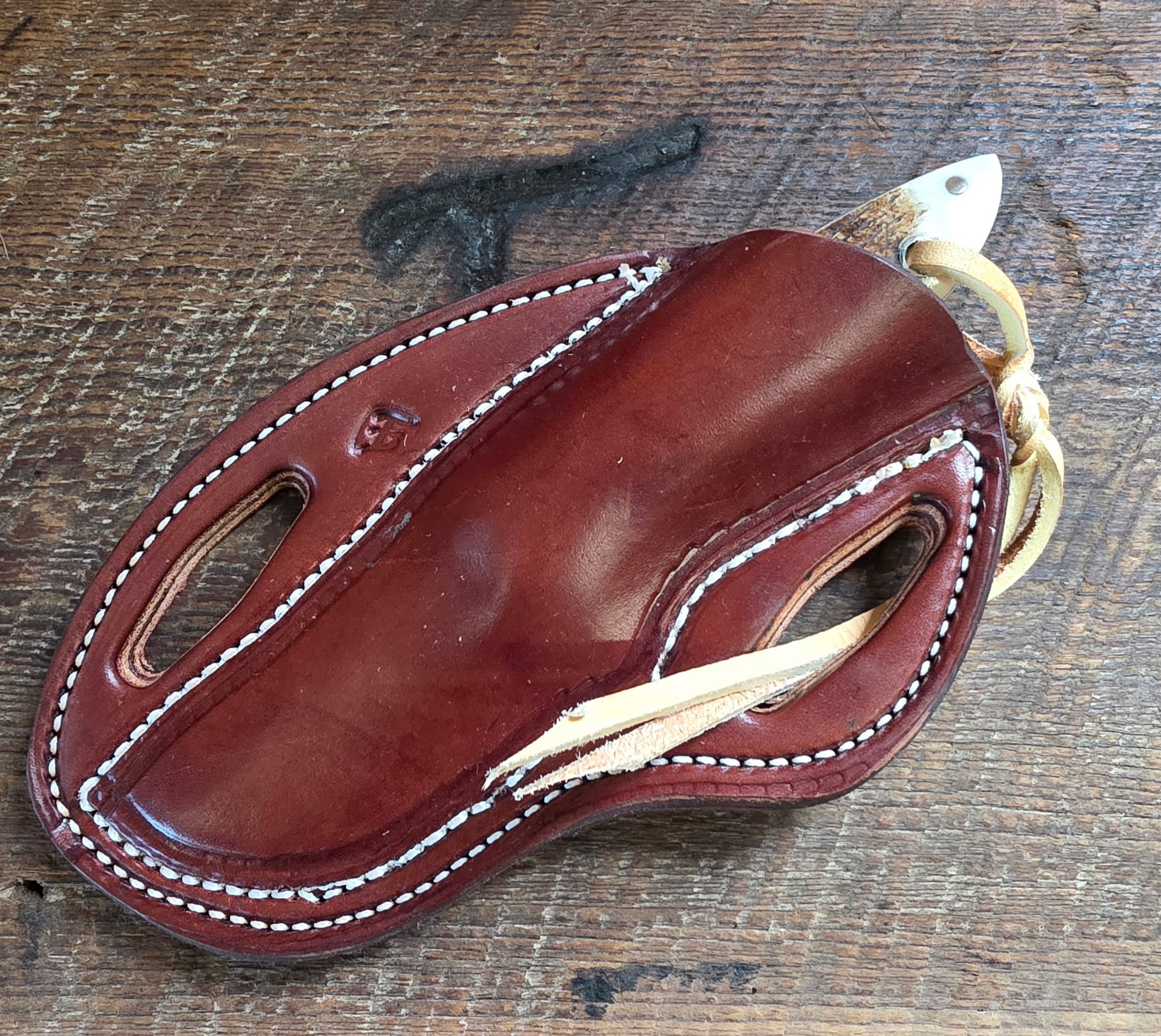 7 Inch Cowboy Hunter with 8670 Carbon Steel Blade - Brown Canvas Micarta and Stainless Inlay - Axis Deer Scales – Image 3