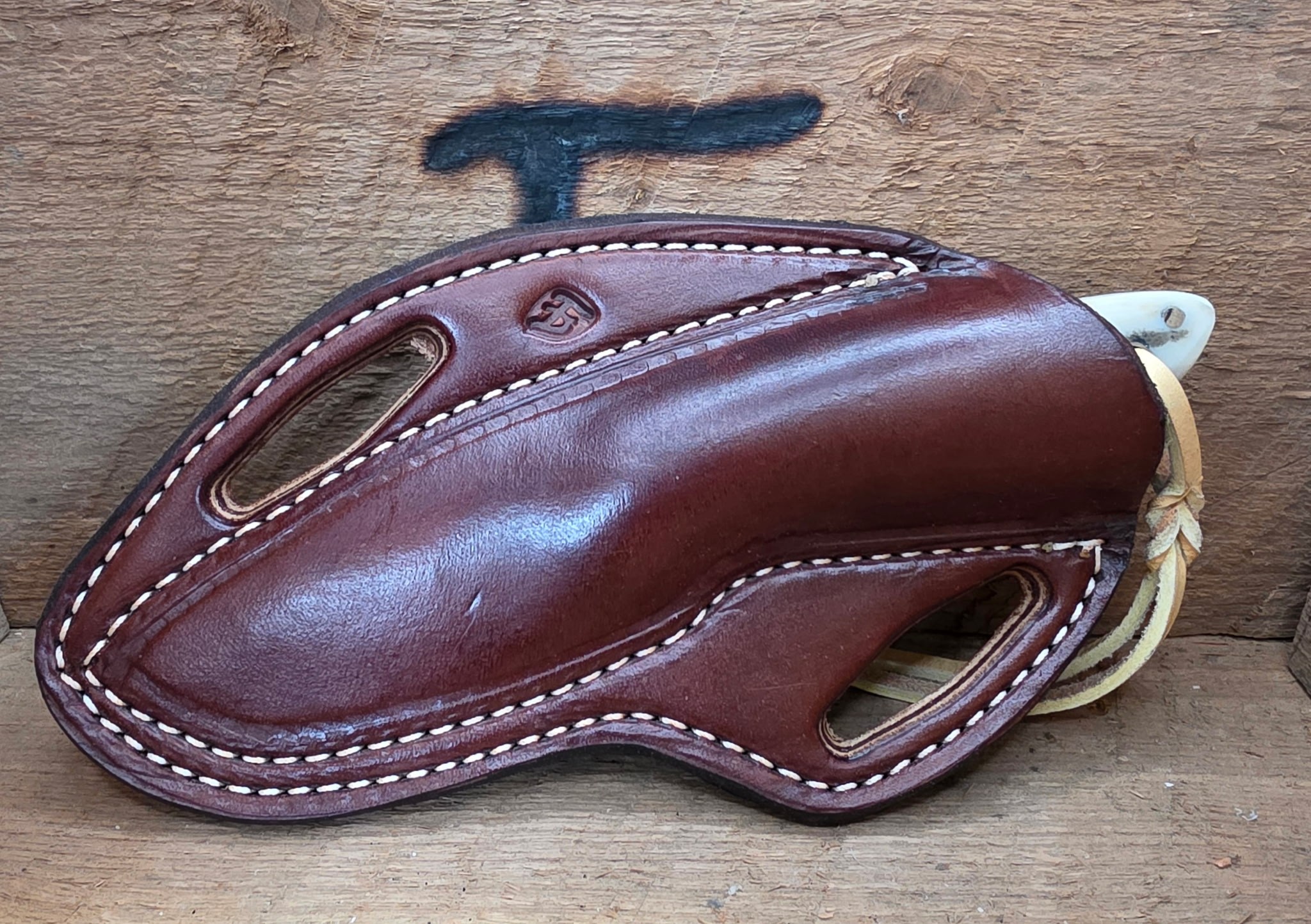 7 Inch Cowboy Knife with CPM 154 Stainless Steel Blade - 416 Stainless Bolster - Ancient Fossilized Walrus Tusk Scales – Image 3
