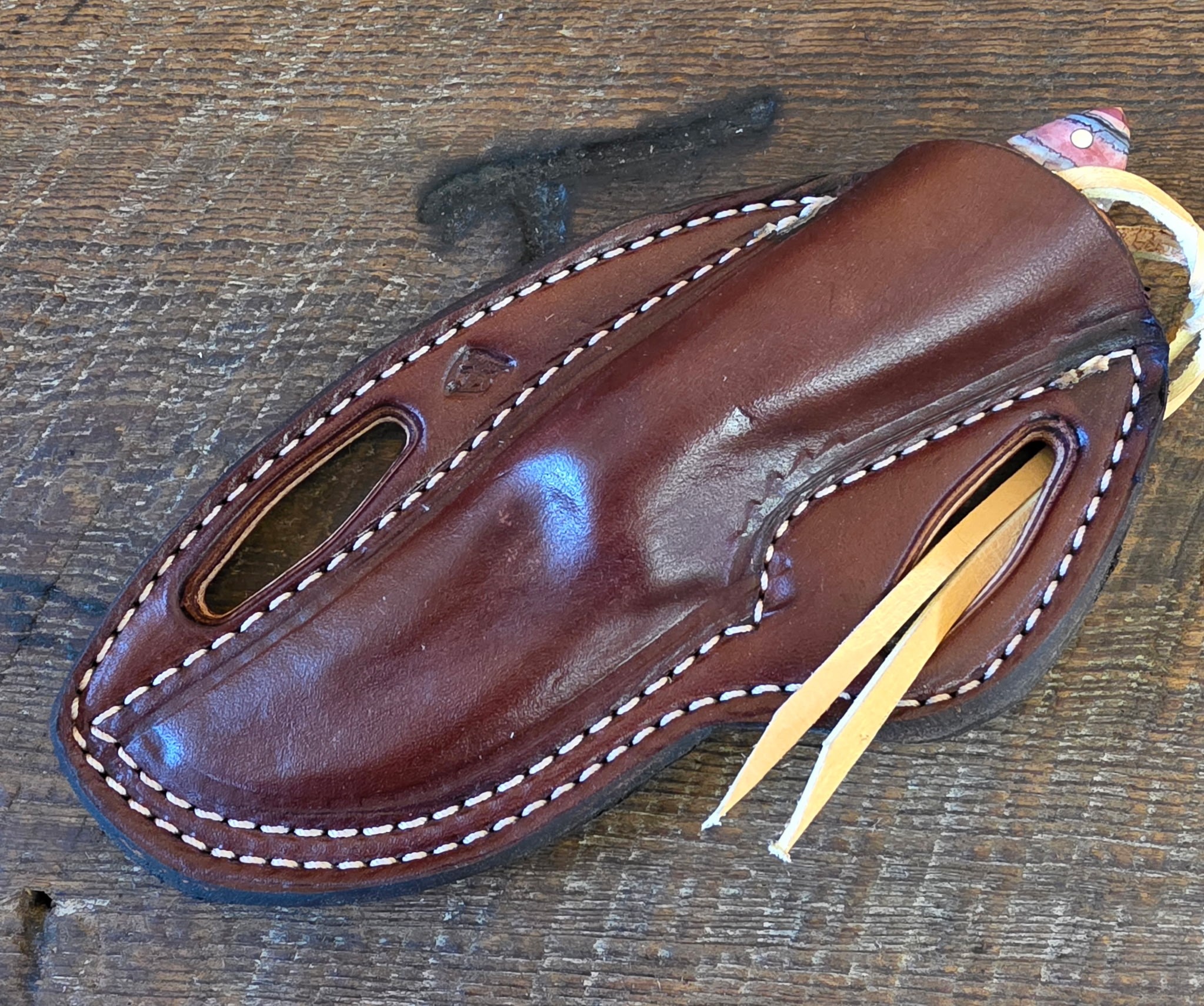 7 Inch Cowboy Hunter with CPM 154 Stainless Steel Blade - Blue Liners - Wooly Mammoth Tooth Scales – Image 3