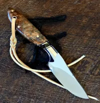 7 Inch Cowboy Knife with Nitro V Stainless Steel Blade - Amboyna Burl Scales – Image 2