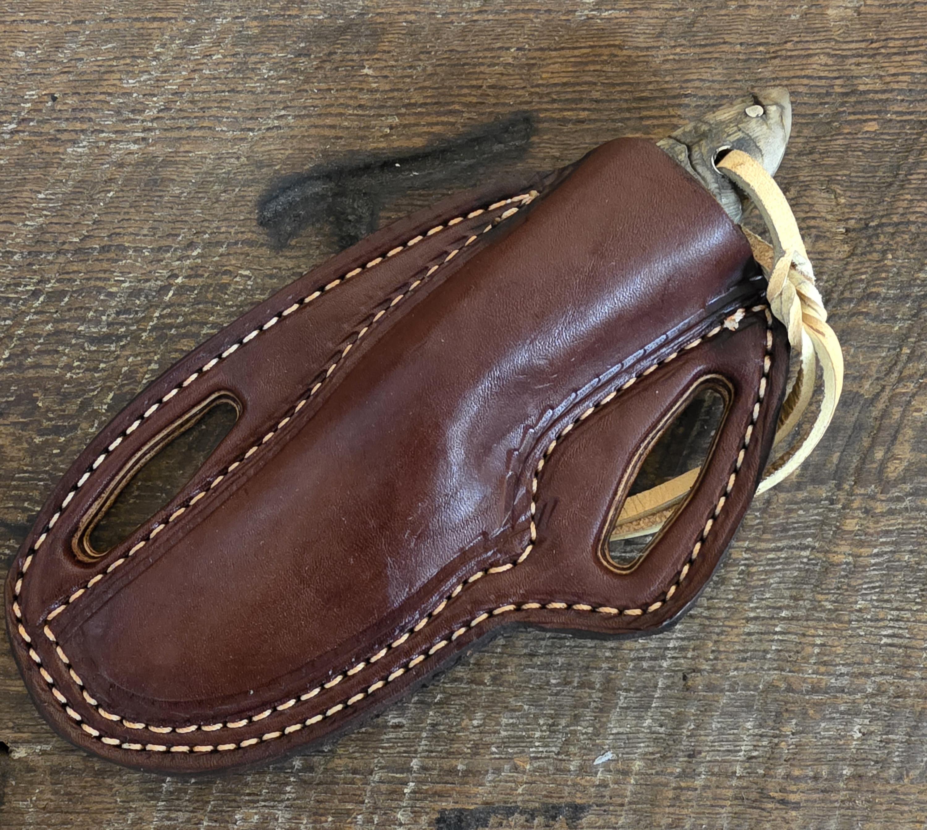 7 Inch Bullcutter with Nitro V Stainless Steel Blade - Brown Canvas Micarta and Stainless Inlay w/ Desert Big Horn Sheep Scale – Image 3