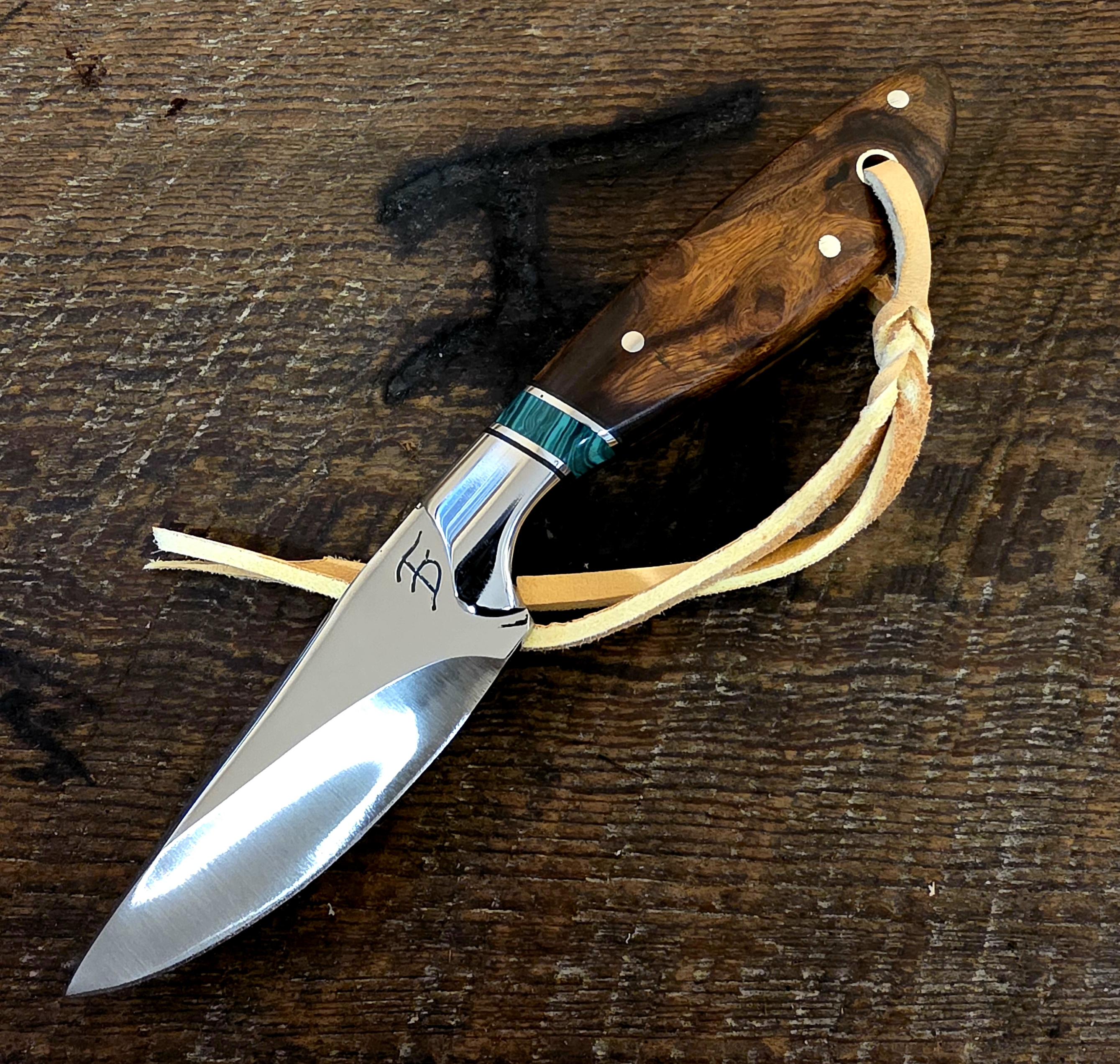 7 Inch Cowboy Knife with Nitro-V Stainless Steel - Recon Stone - Desert Ironwood Scales – Image 1