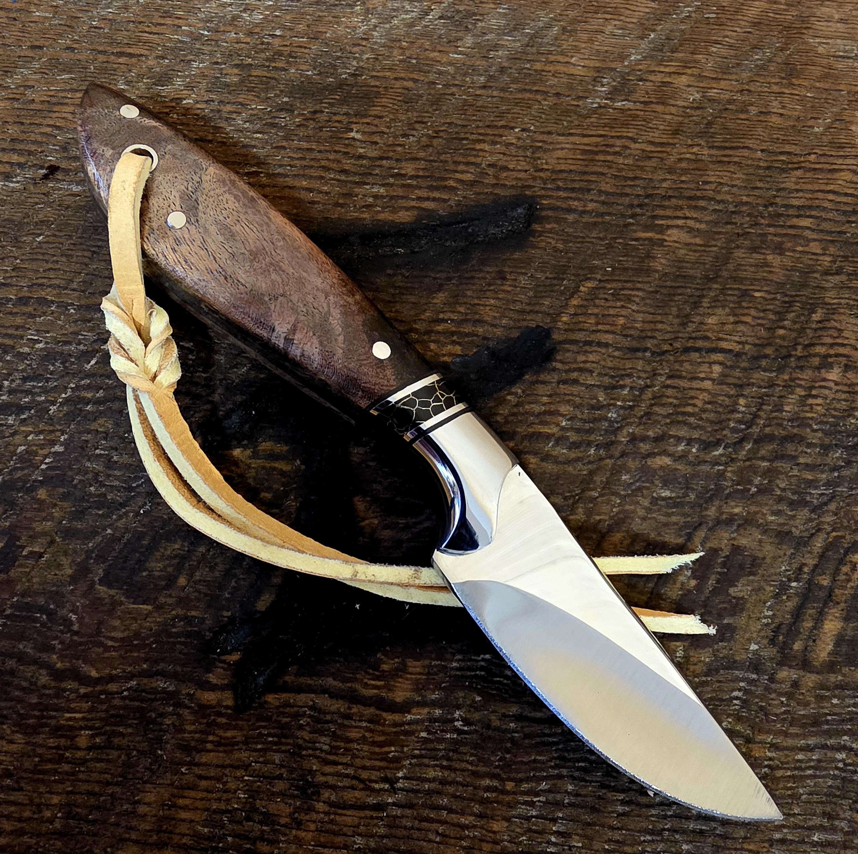 7 Inch Cowboy Knife with Nitro-V Stainless Steel - Black Onyx - Honey Mesquite Scales – Image 2