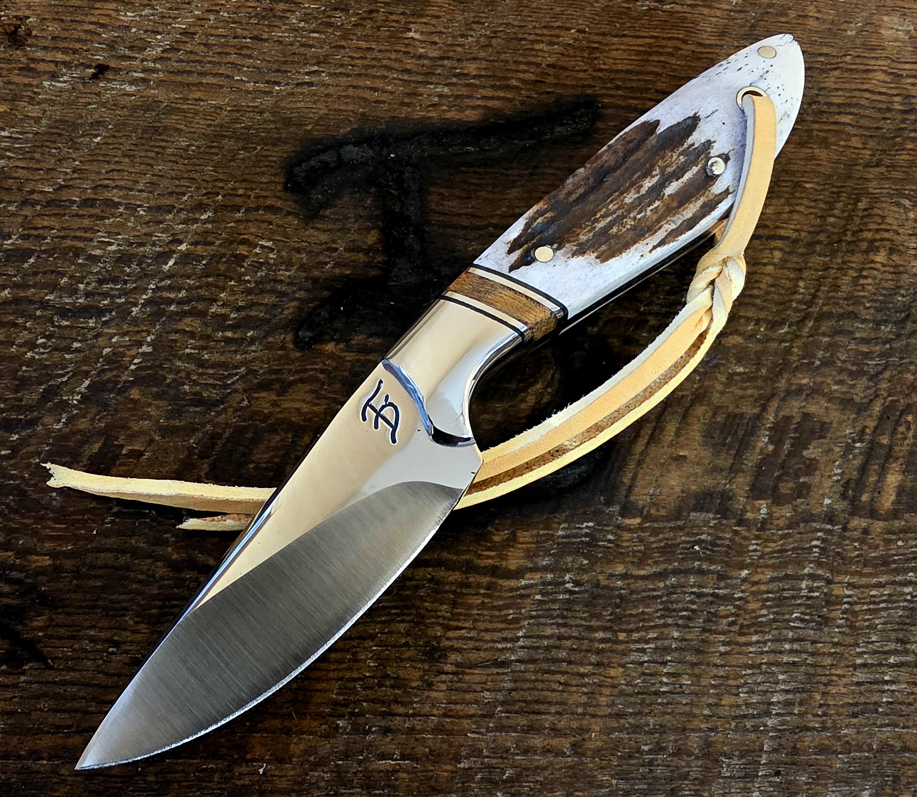 7 Inch Cowboy Knife with Nitro-V Stainless Steel - Brown Canvas Micarta - Elkhorn Scales – Image 1