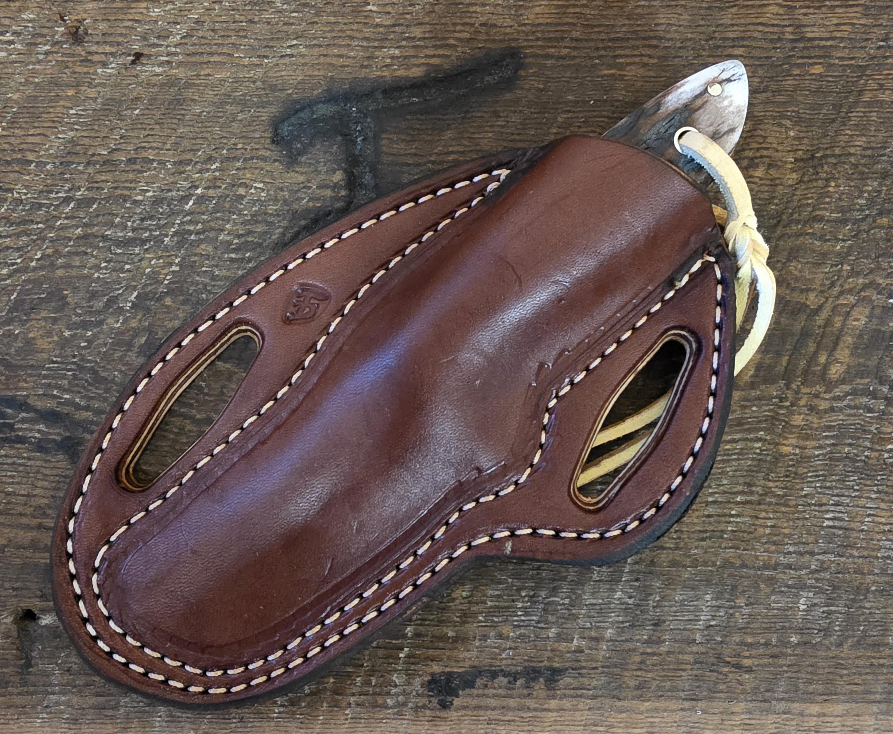 7 Inch Bullcutter with Nitro-V Stainless Steel - Brown Canvas Micarta - Elkhorn Scales – Image 3