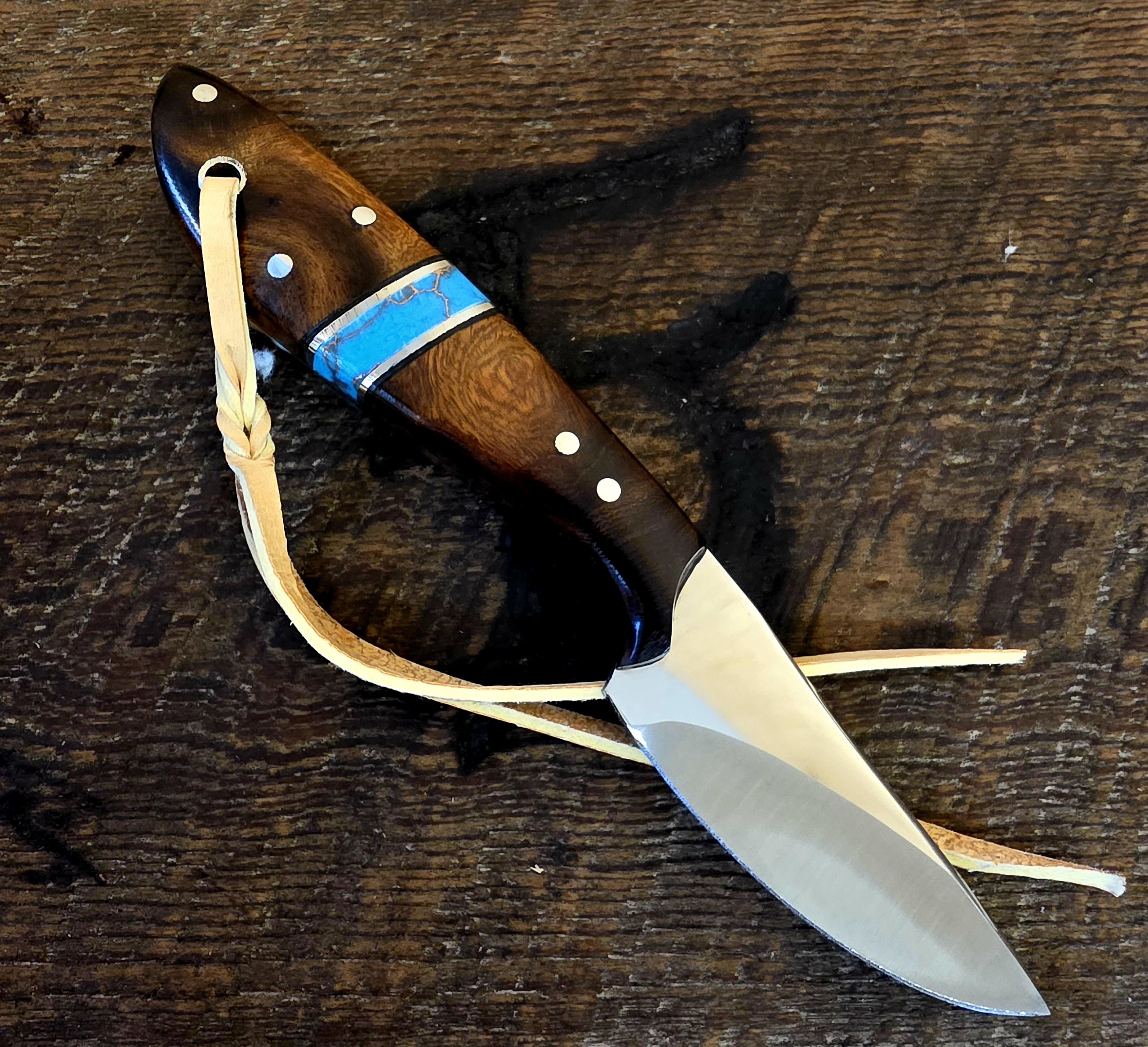 7 Inch Cowboy Rancher with Nitro-V Stainless Steel - Turquoise Recon Stone - Desert Ironwood Scales – Image 2