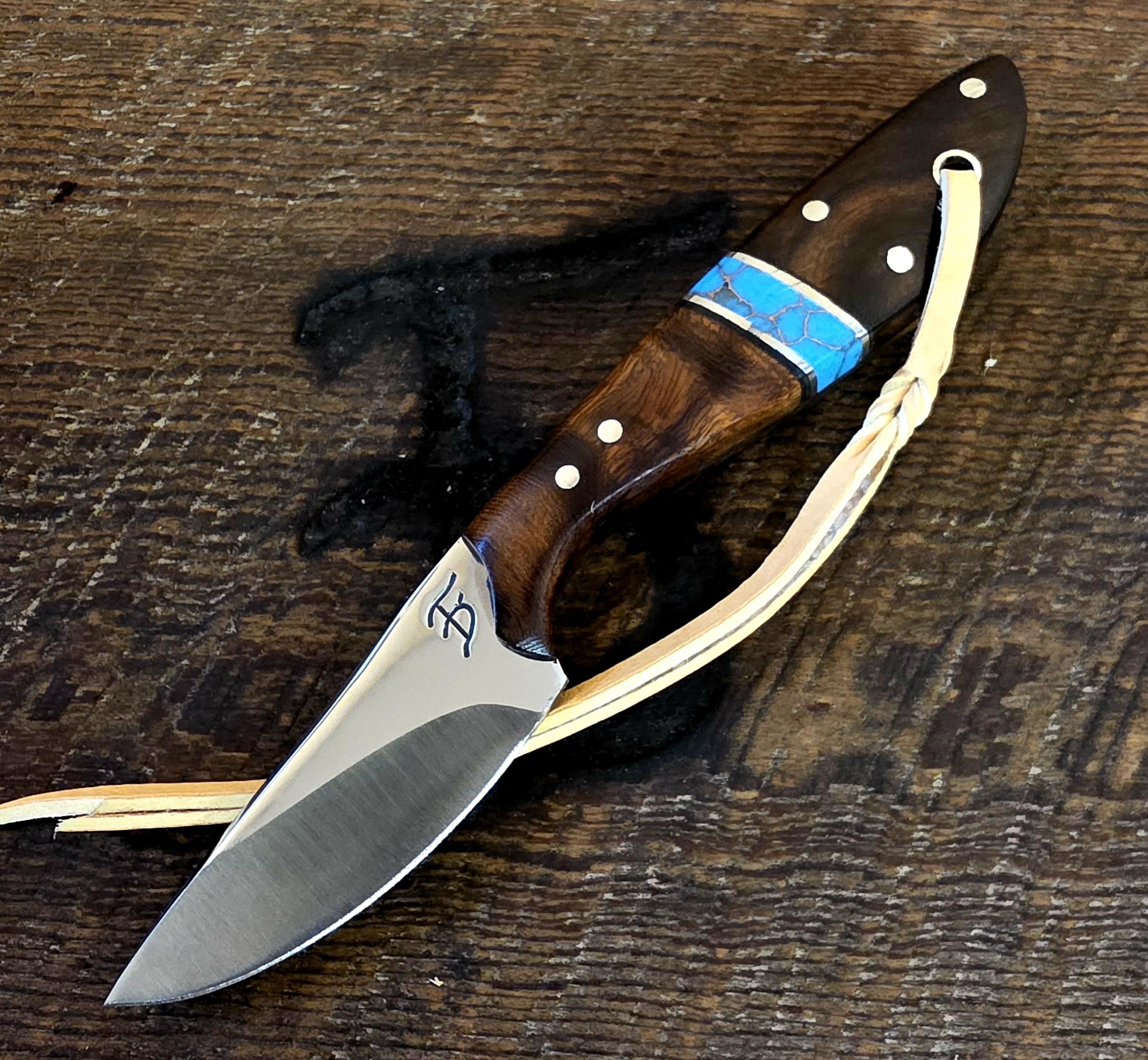7 Inch Cowboy Rancher with Nitro-V Stainless Steel - Turquoise Recon Stone - Desert Ironwood Scales – Image 1
