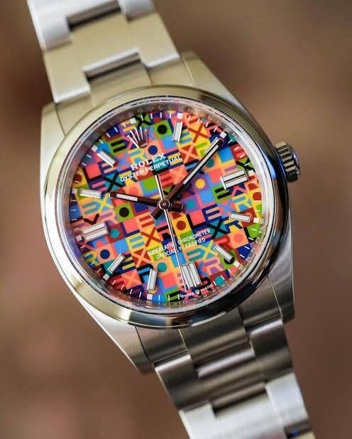Vibrant Celebration Oyster Perpetual Watch – Rolex-Inspired Art Piece (Premium Copy 1) | D-E01 – Image 3