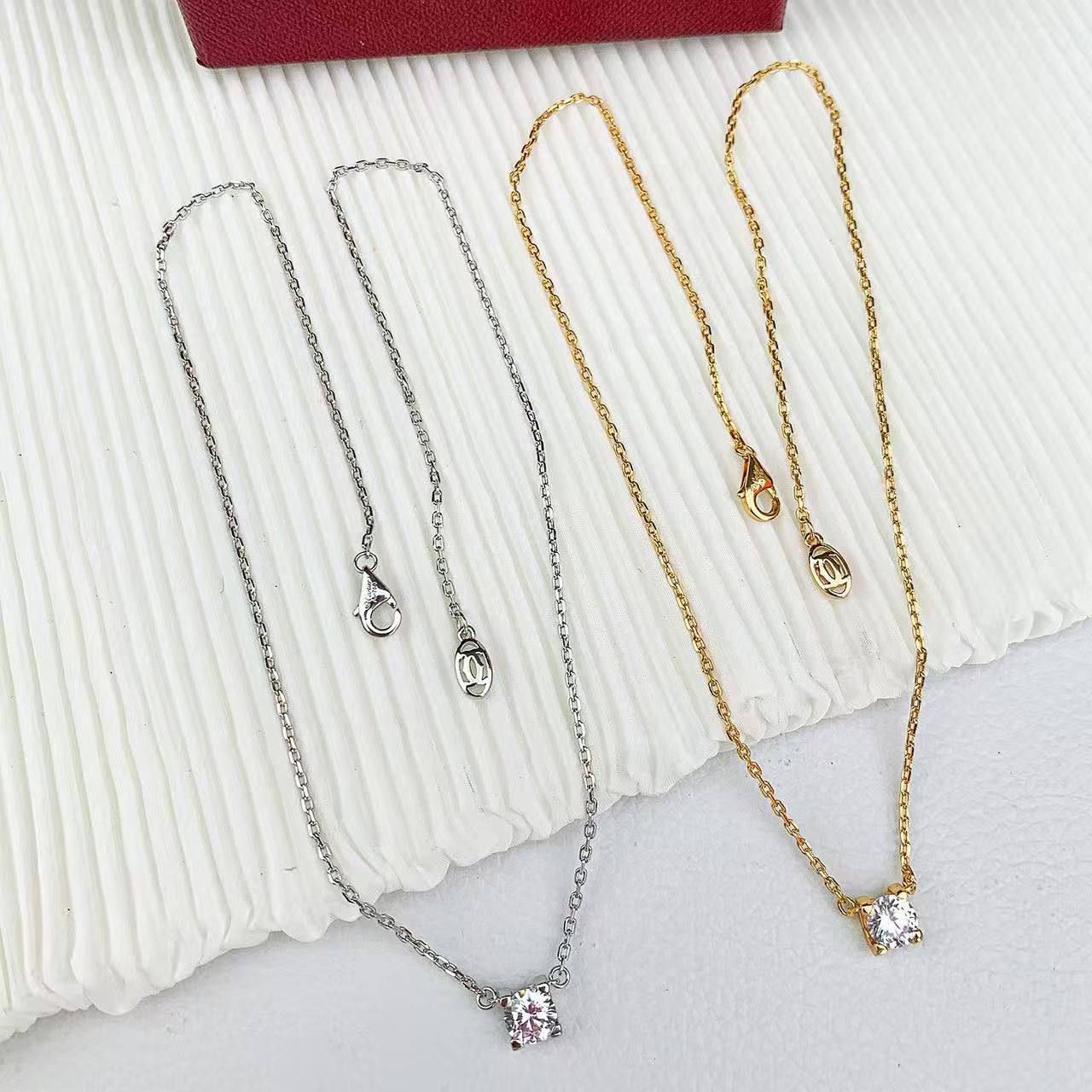 Delicate Cartier Solitaire Jewelry Set (Necklace & Earrings) – Premium High Copy | D-E26 – Image 3