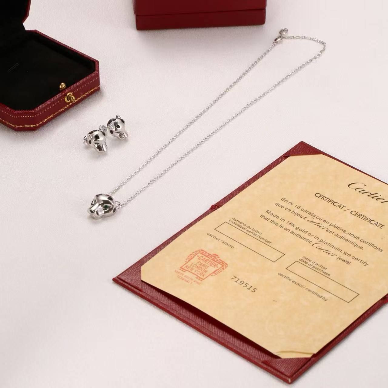 Luxury Cartier Panthère Jewelry Set (Necklace & Earrings) – Premium High Copy | D-E26 – Image 2