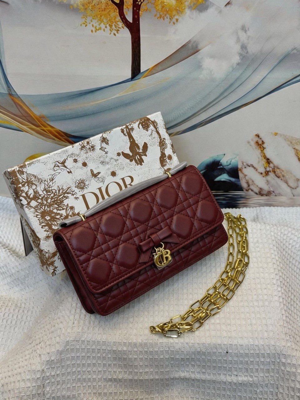 Dior Inspired Quilted Crossbody Bag with Elegant Bow – Pure Sophistication | D-E19 – Image 6