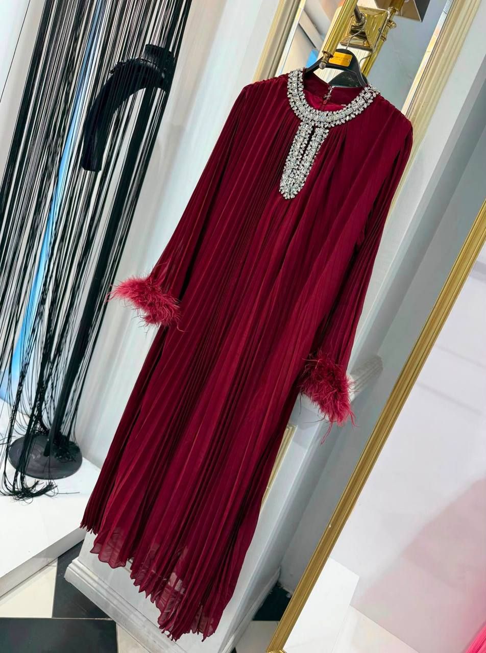 Luxury Women's Jalabiya (Dark Berry & Dark Pink) High Master | Elegant Wear UAE | D-E47 – Image 3