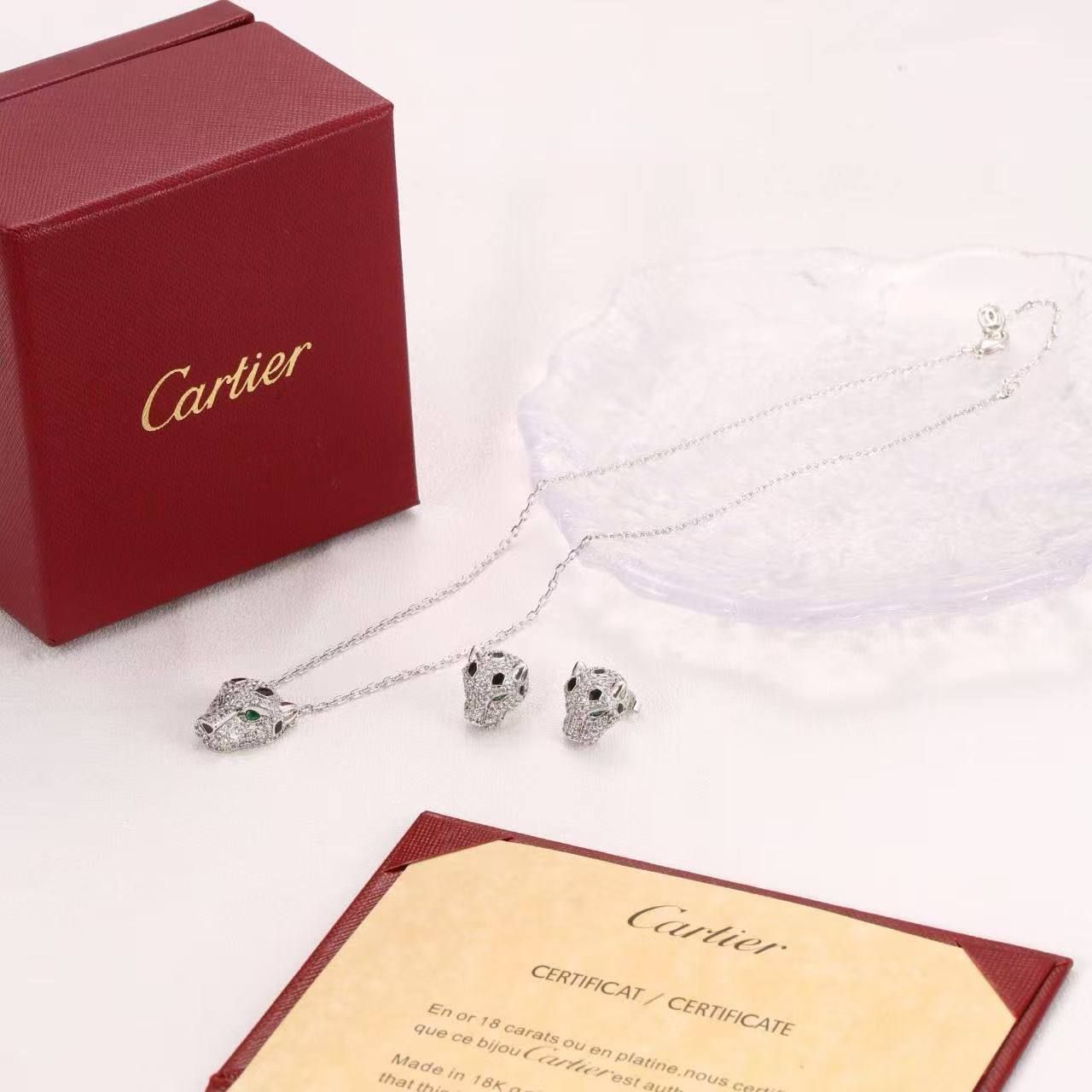 Luxury Cartier Panthère Jewelry Set (Necklace & Earrings) – Premium High Copy | D-E26 – Image 7