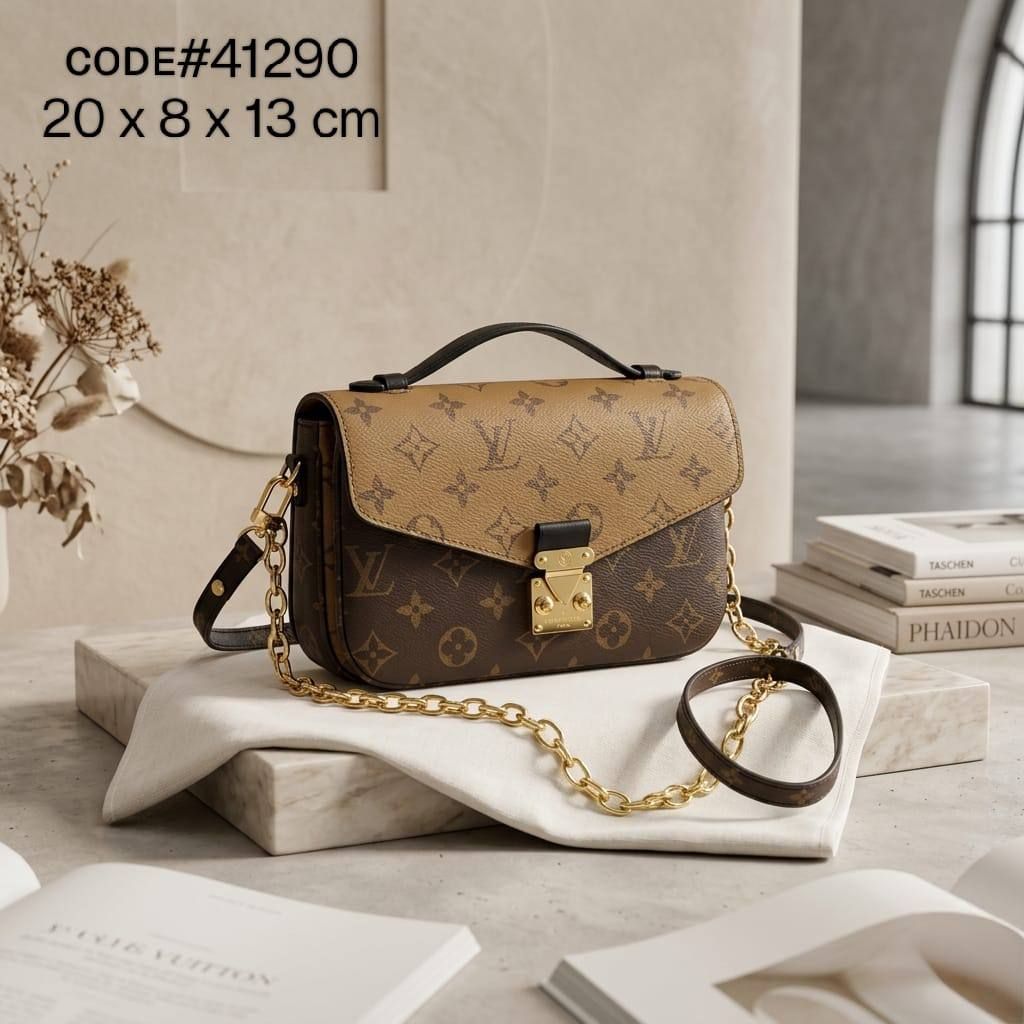 Classic Monogram Crossbody Bag with Gold S-Lock – Timeless Chic | D-E14 – Image 2