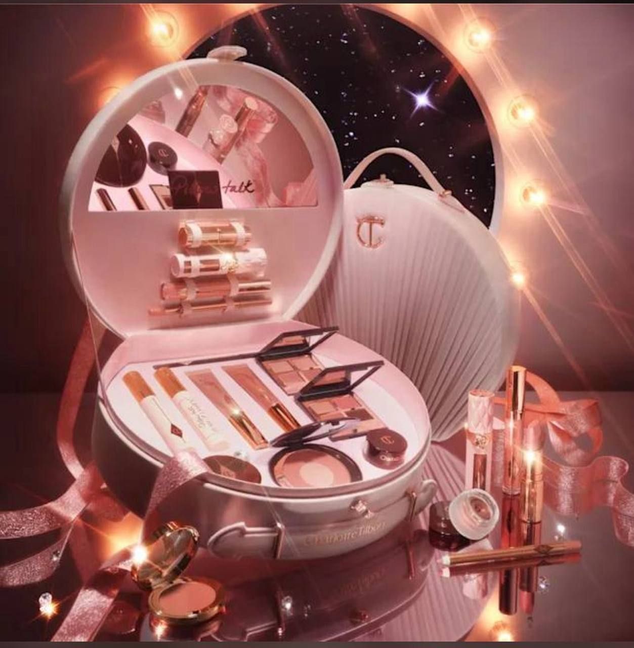 Rose Berry Luxury Round Makeup Vanity Case | "Dreams Come True" Full Collection ✨ pink_heart | D-E60 – Image 3