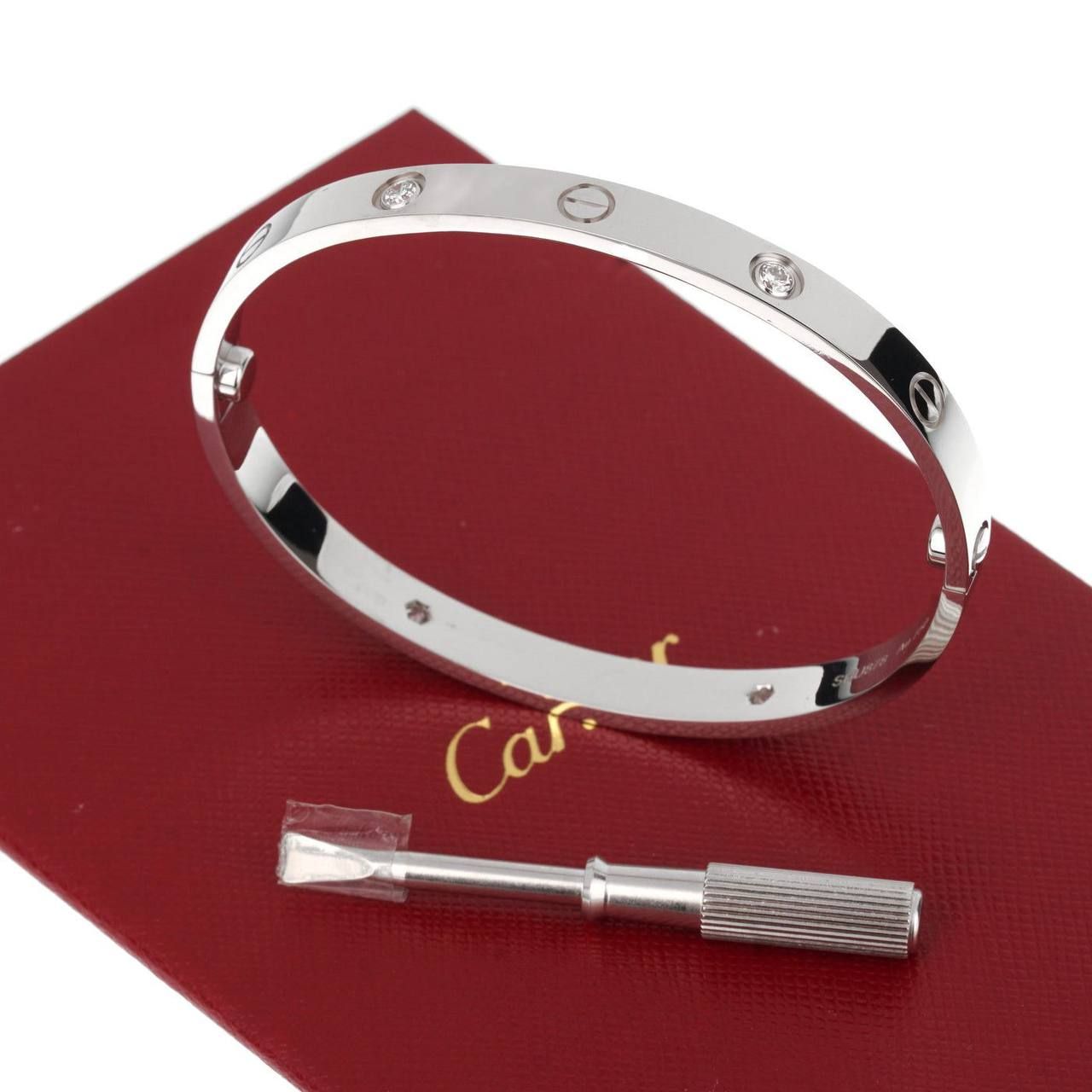 اسوارة كارتير (Cartier) الأصلية مع مفتاح الربط | فخامة الأساور النسائية باللونين الذهبي والفضي في الإمارات | D-A26 – Image 4