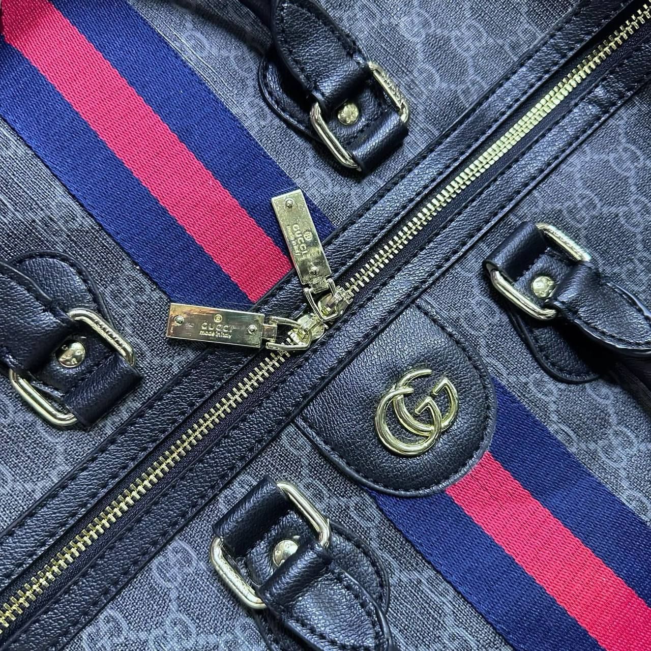Classic Monogram Duffle Travel Bag with Signature Web Stripe – Premium Heritage Holdall | D-E15 – Image 7